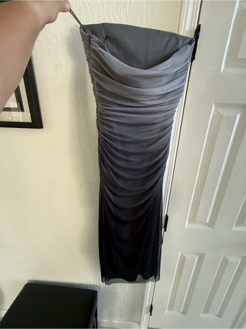 Zara Strapless Ruched Ombre Dress in Gray and Black worn once - Picture 4 of 4